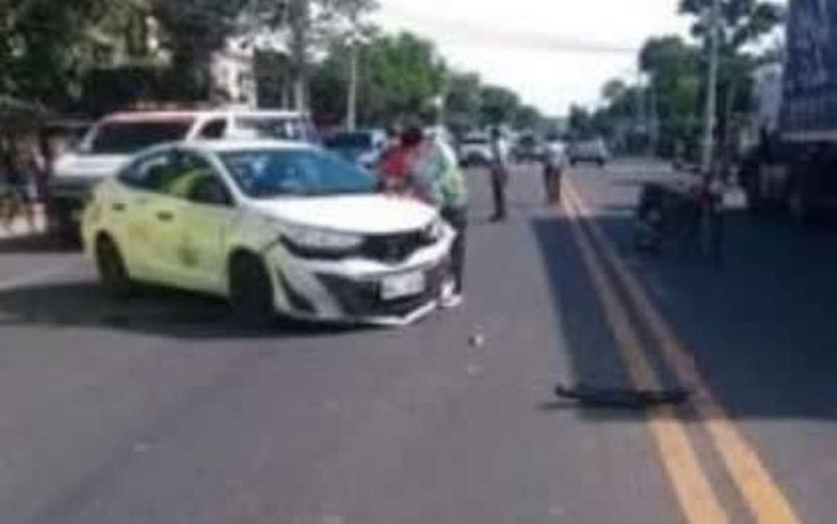 The sedan taxi that was allegedly sideswiped by a bus on the national highway of Silay City, Negros Occidental on June 1, 2026. The incident reportedly caused the taxicab to hit an electric bicycle, resulting in the death of a three-year-old female passenger. (LTO - Negros Island Region photo)