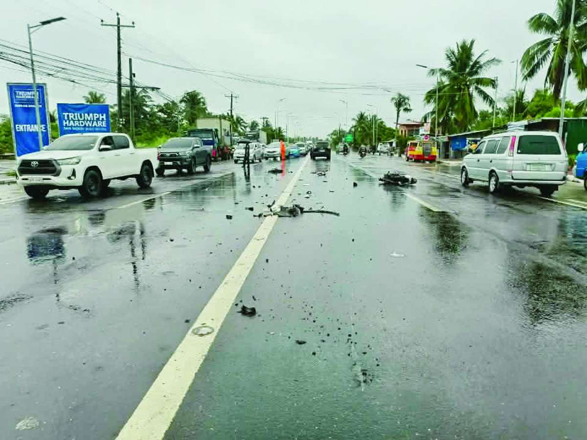 A motorcycle driver was killed while three others were injured in a multiple vehicular accident along Araneta Street in Bacolod City’s Barangay Sum-ag on Sunday, May 31, 2026. (Bacolod City Traffic Management Unit photo)