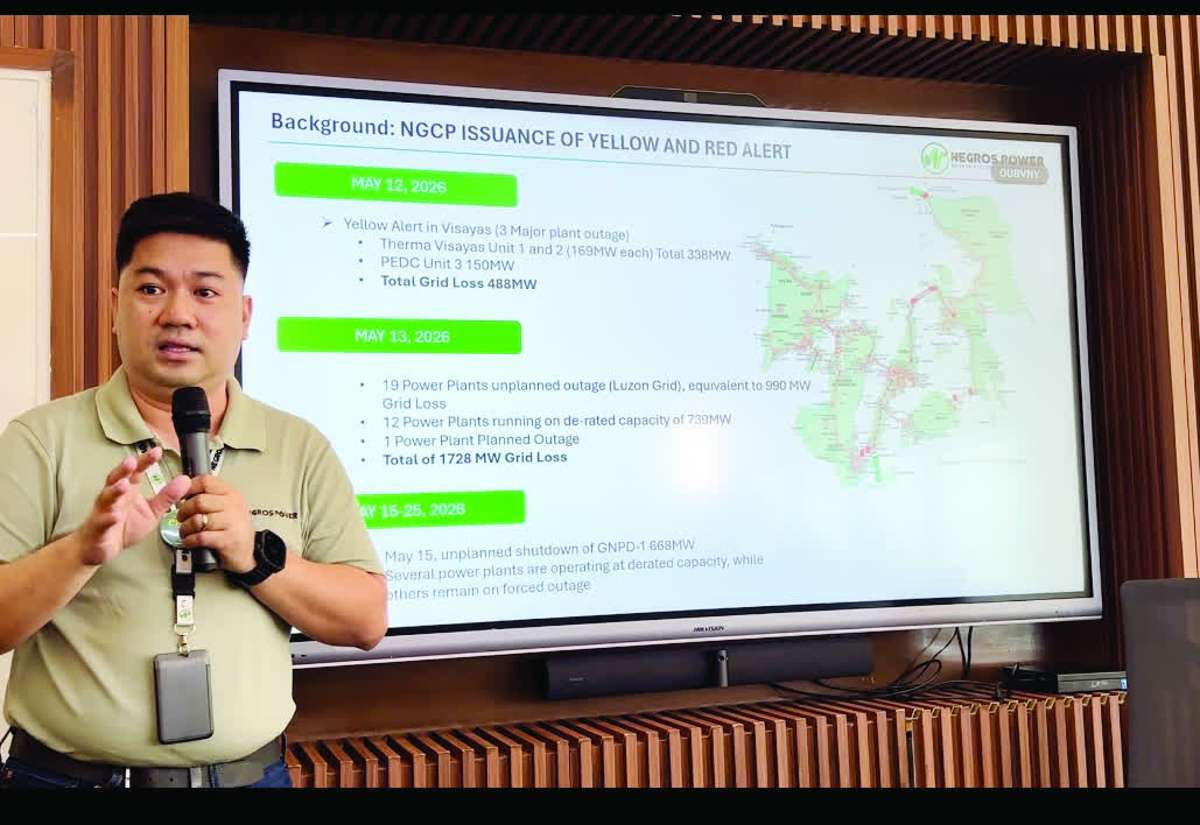 Engineer Christian John Villena, energy sourcing manager of Negros Electric and Power Corp. (Negros Power), discussed the increase in electricity rates for June during a media briefing in Bacolod City yesterday, June 15, 2026. Negros Power urged consumers to conserve energy amid rising electricity costs driven by supply shortages in the Visayas grid.