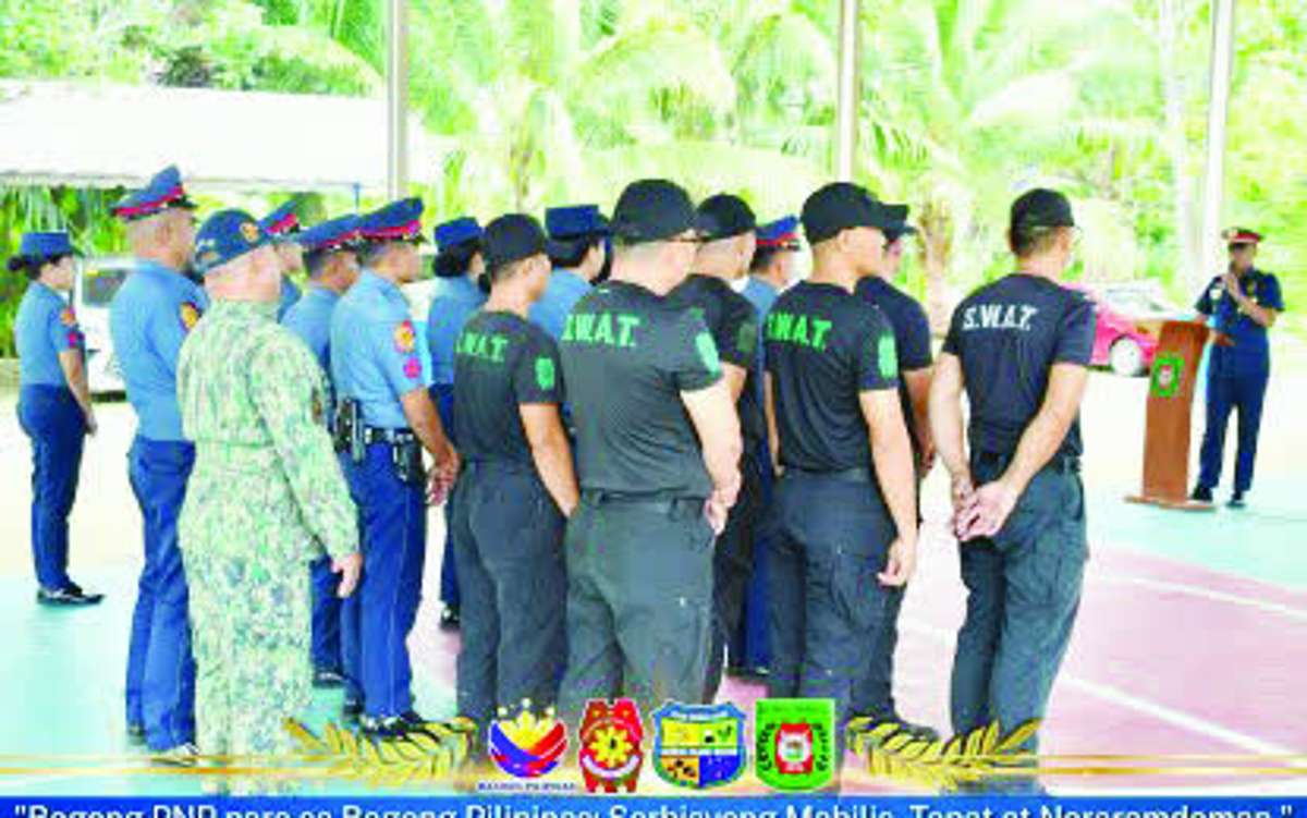 Negros Oriental Police Provincial Office personnel listen to updates on the SAFE Negros Island Region Dial 911 Initiative at Camp Fernandez in Agan-an, Sibulan on Monday, July 13, 2026. The provincial police will conduct active shooter and bomb threat drills in schools following recent bomb scares at Silliman University and social media threats. (NORPPO photo)